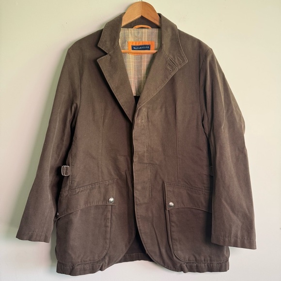 Waterville brown button down canvas jacket made in Italy size 52 - Picture 1 of 9
